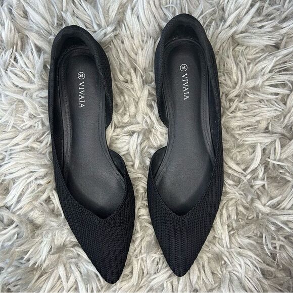 Vivaia Melia black pointed toe knit ballet flats women’s shoe size 8 - Picture 4 of 11